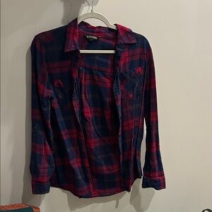 Express Vibrant purple and Navy Plaid Shirt